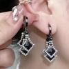 Fashion Black Crystal Inlaid Zircon Earrings Women's Exquisite Mysterious Charm Prom Accessories Party Jewelry Anniversary Gifts