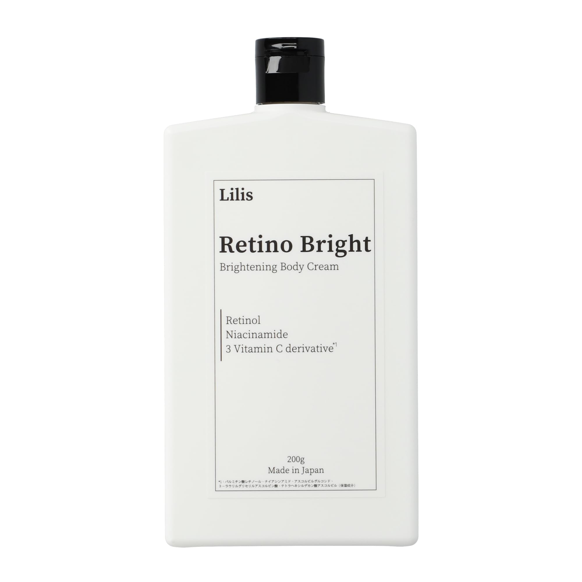 

Lilis Retinol Brightening Body Vitamin C Moisturizing Massage Made in Japan Cream, Retinol, Niacinamide, Derivative, Cream, 200g,