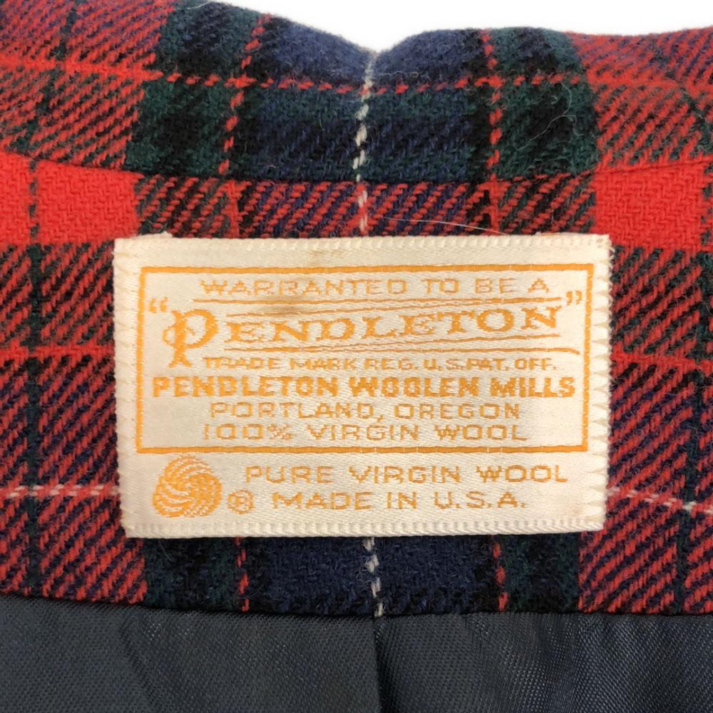 PENDLETON 70s Wool Made In USA Vintage Tartan Check Pattern Tailored Jacket Women Used
