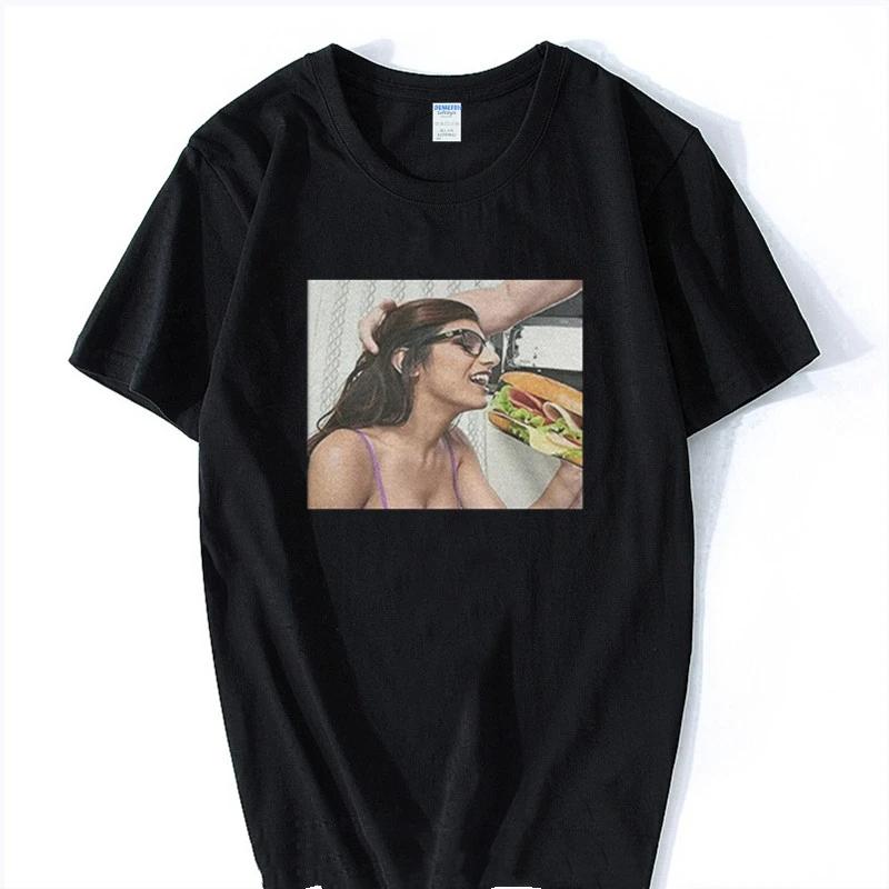 2025 New Mia Khalifa Men's T-shirt Summer Men's Short sleeve O-neck Cotton T-shirt Hip Hop T-shirt Top Harajuku