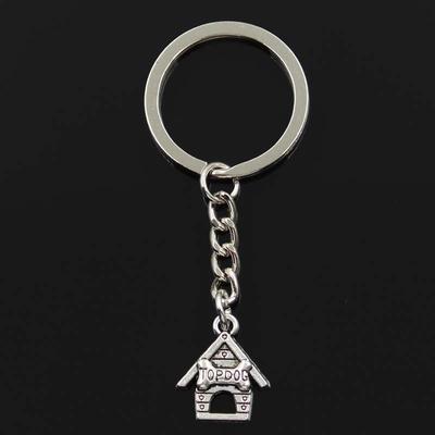 Mode Top Hondenmand Hondenkooi 20x17mm Hanger 30mm Sleutelhanger Ketting Zilverkleurig Mannen Auto Cadeau Souvenirs Sleutelhanger