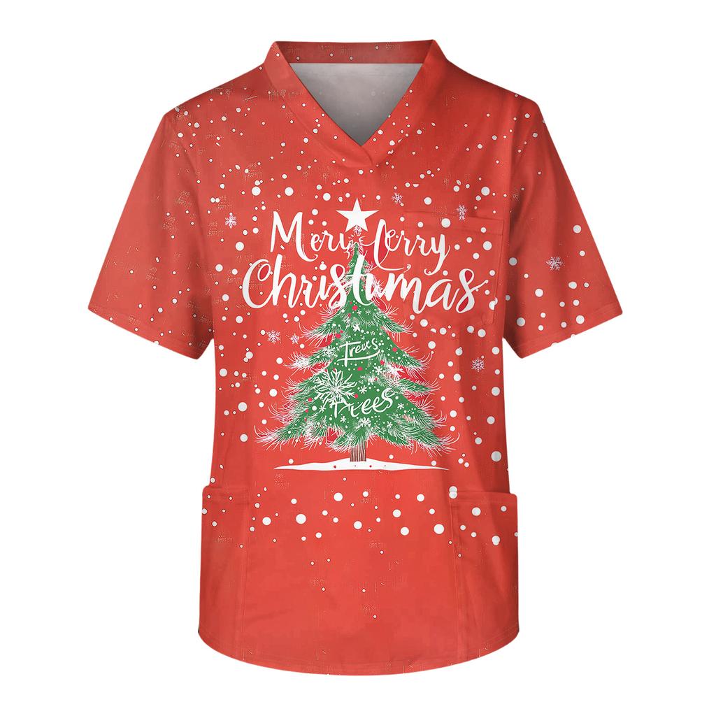 Men's Casual Short-Sleeved V-Neck Printed Front Pocket Top