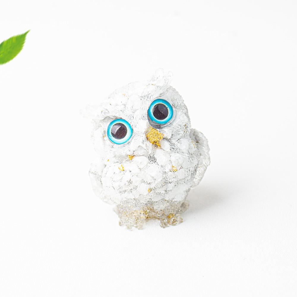 Figurine Hibou en Résine Cristal Pour Décoration Maison Bureau Cadeau Pour Amis Et Famille