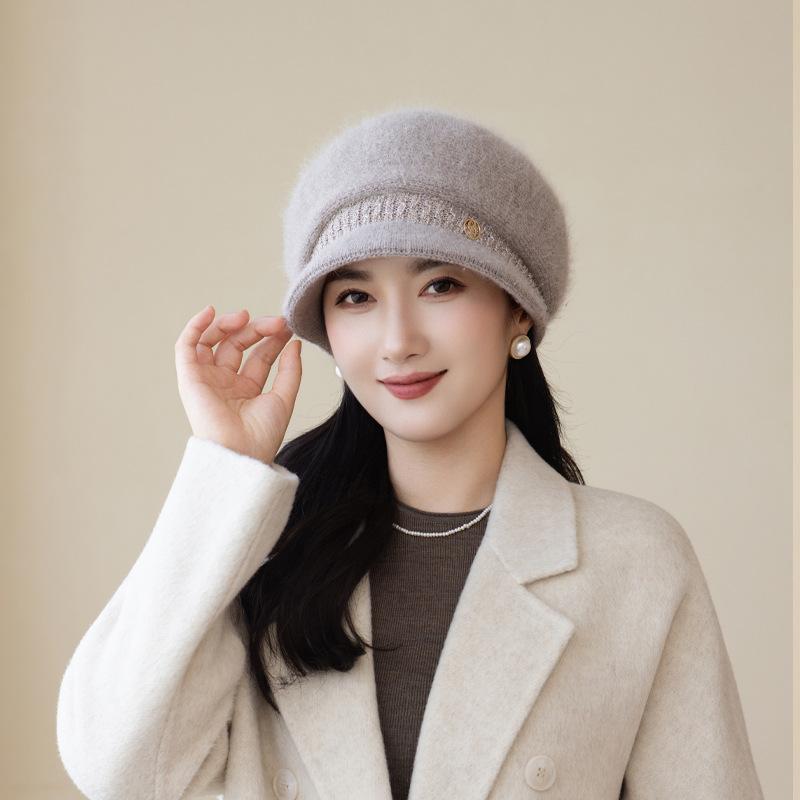 In Autumn And Winter, The Elderly Are Cold-Proof, Velvet And Warm, Knitted Hats, Women S Thickened Basin Hats, And Trendy Wool Are Versatile. серый