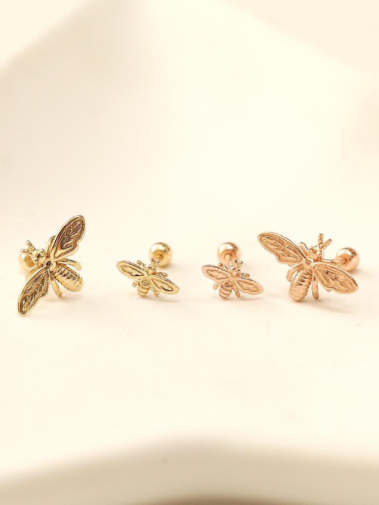 Minimal Piercing 14K Queen Bee Piercing Earrings