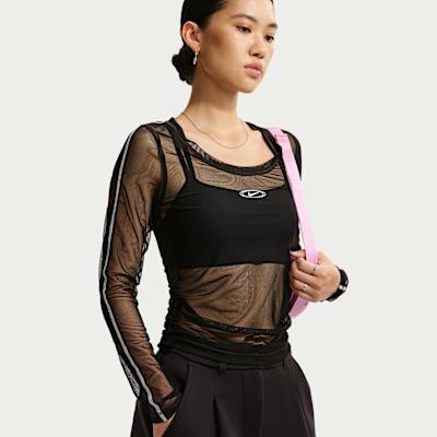 Nike T Shirts Women's Black Crew Neck Straight Fit