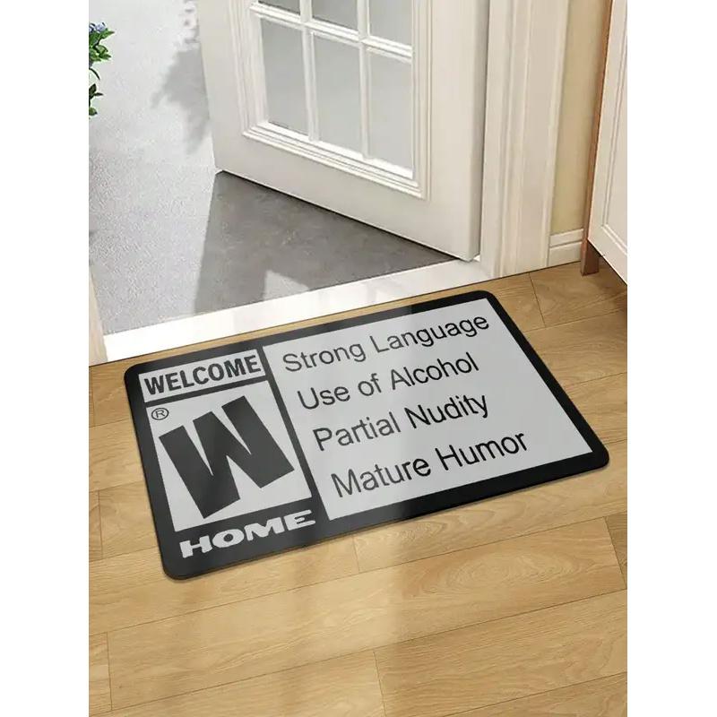 VIKAMA Funny Mature Rating Doormat "Strong Language, Alcohol, Nudity, Humor" Non-Slip Washable Rug for Home Decor