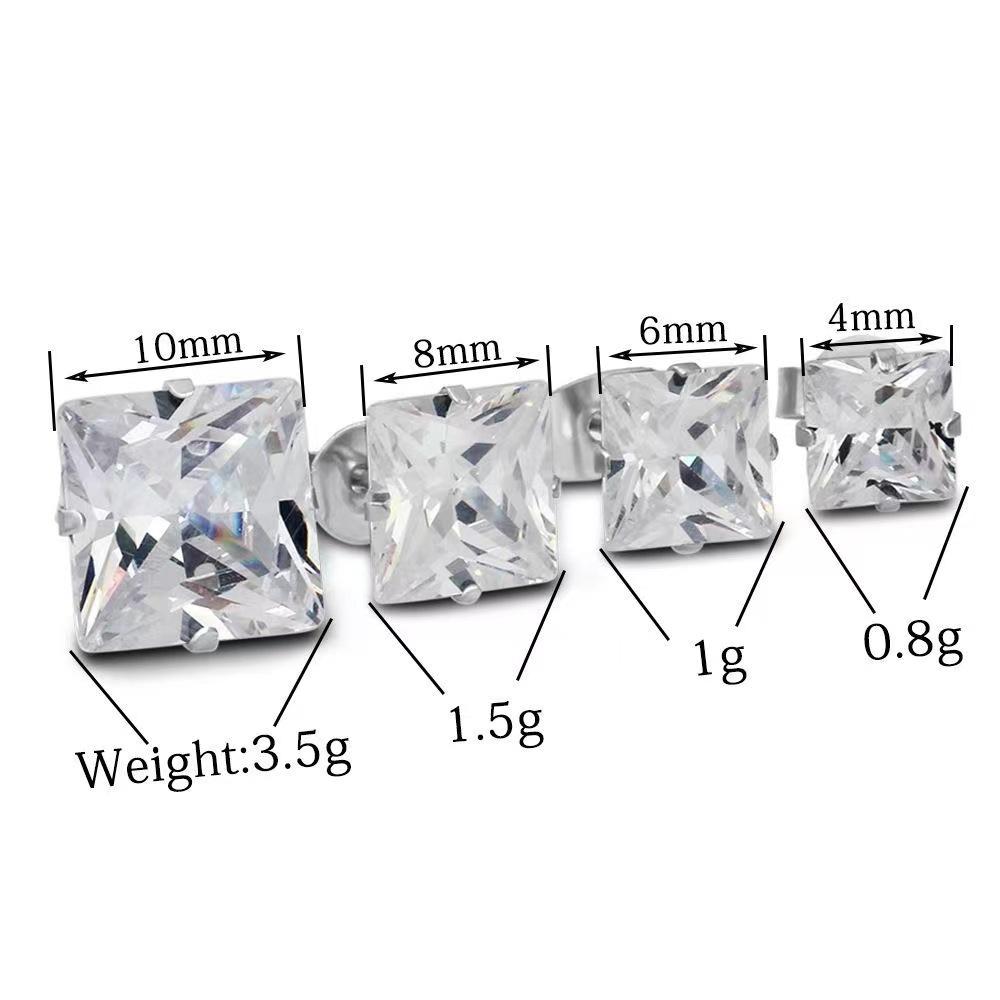 Zircon earrings, stainless steel stud earrings, cross dumbbells, silver and black mix, earring set stacked.