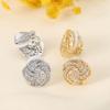 Micro Inlaid Zircon Clip On Earrings Non Piercings for Women Gold Rotating Sunflower Fashion Luxurious Wedding Party Jewelry