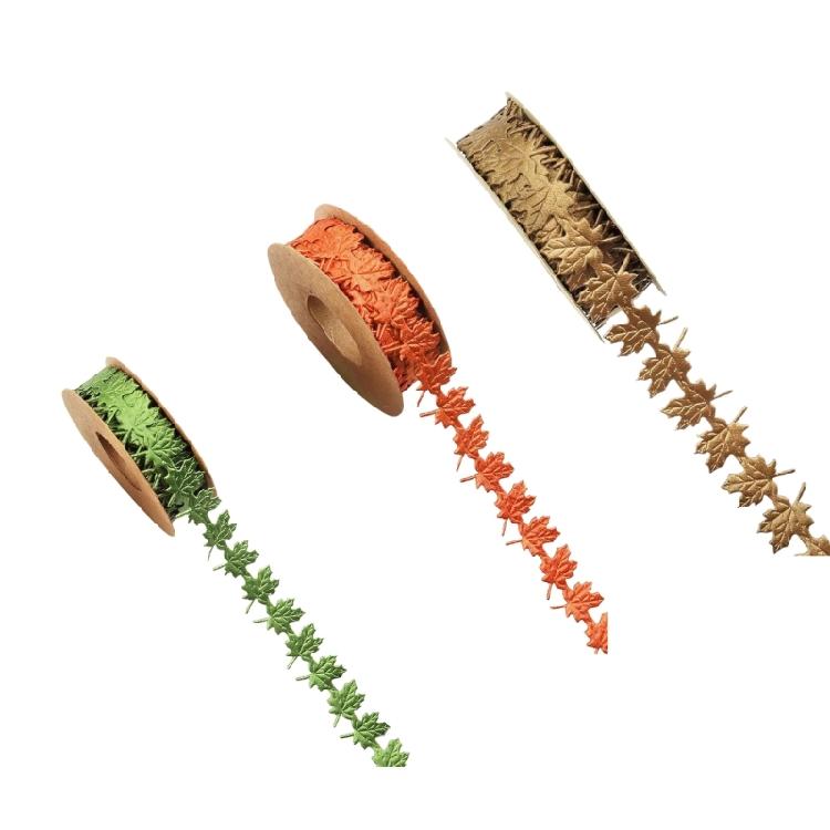 3 Rolls Maple Leaf Ribbons Green Brown Orange Decorative Ribbons Craft Ribbons Gift Wrapping Ribbon Fall Ribbons