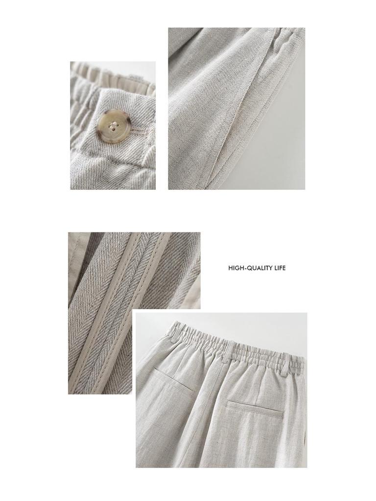 Women's Linen Wide-Leg High-End Curve Pants, Breathable Elastic Waist, Spring/Summer Style