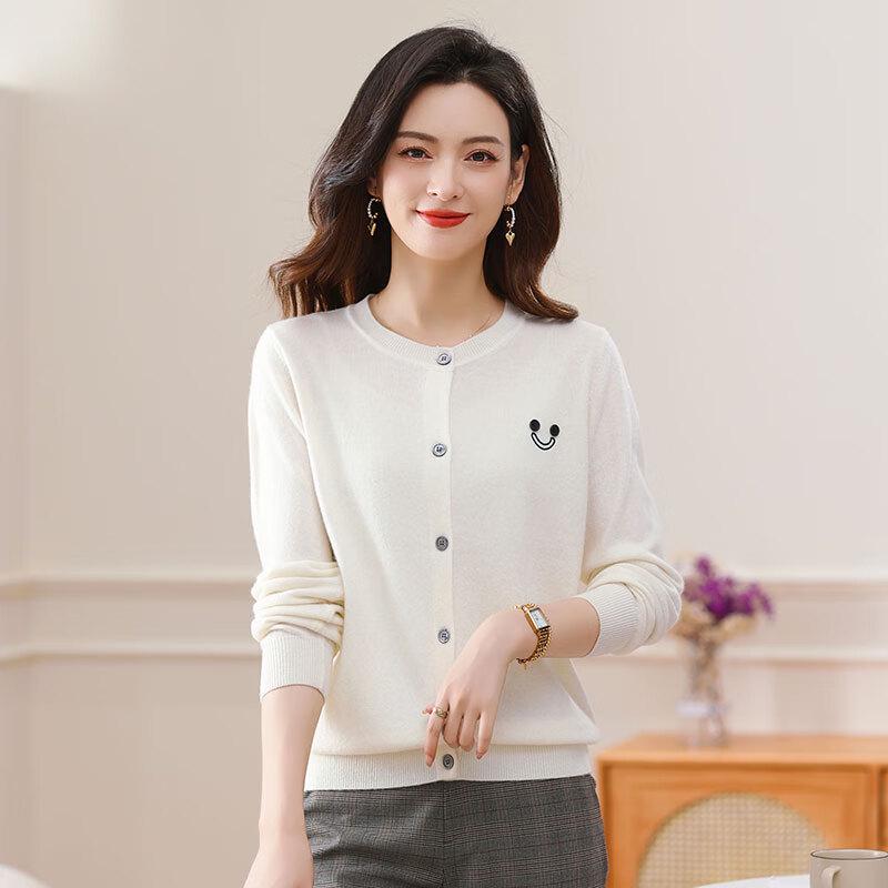 Women's 100% Pure Wool Loose Cardigan Sweater FMLD782