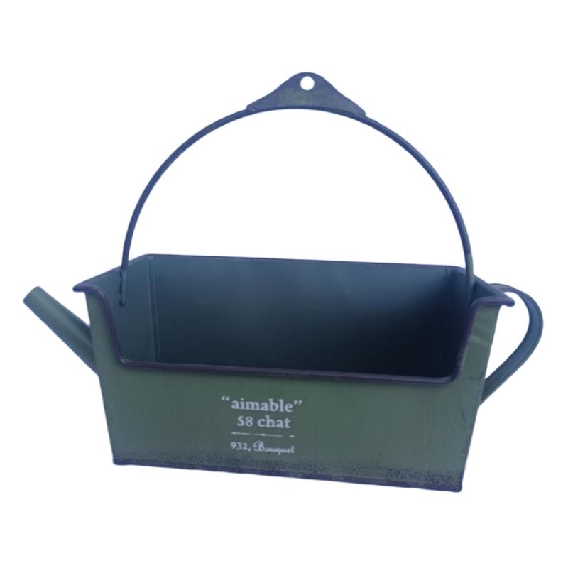 

Decorative Artistic Watering Can Form Flower Container Corrosion Resistant Metal For Succulents Home Office Arrangement зелёный