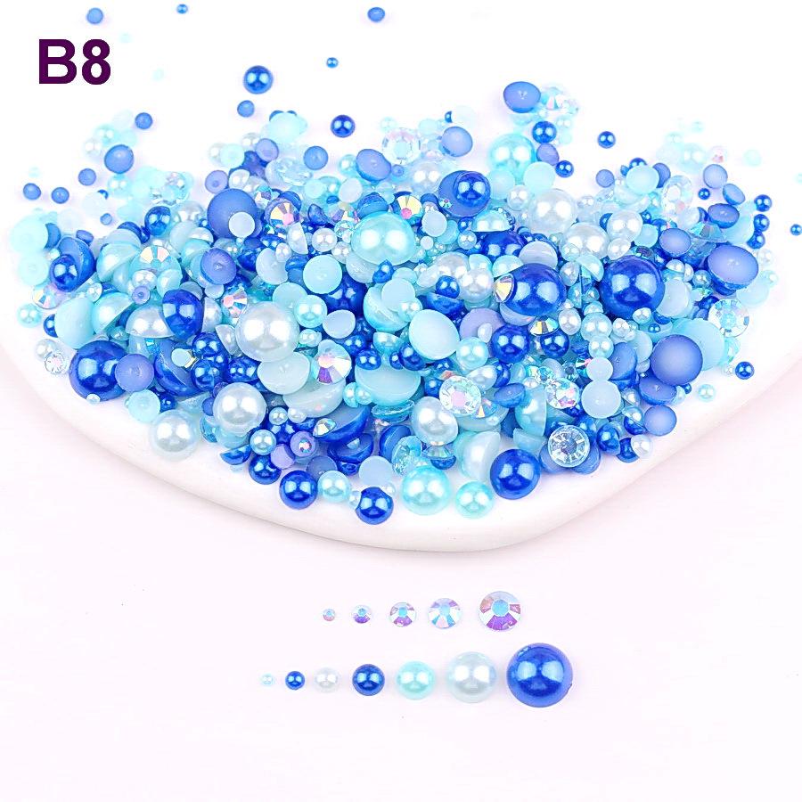 Mixed 2mm-10mm Half-Round AB Plated Resin Pearls - DIY Accessories