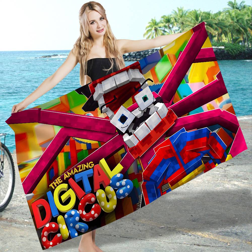 The Amazing Digital Circus Microfiber Blanket Quick Drying Beach Towels Oversized Printing Super Absorbent Pool Towel Blanket