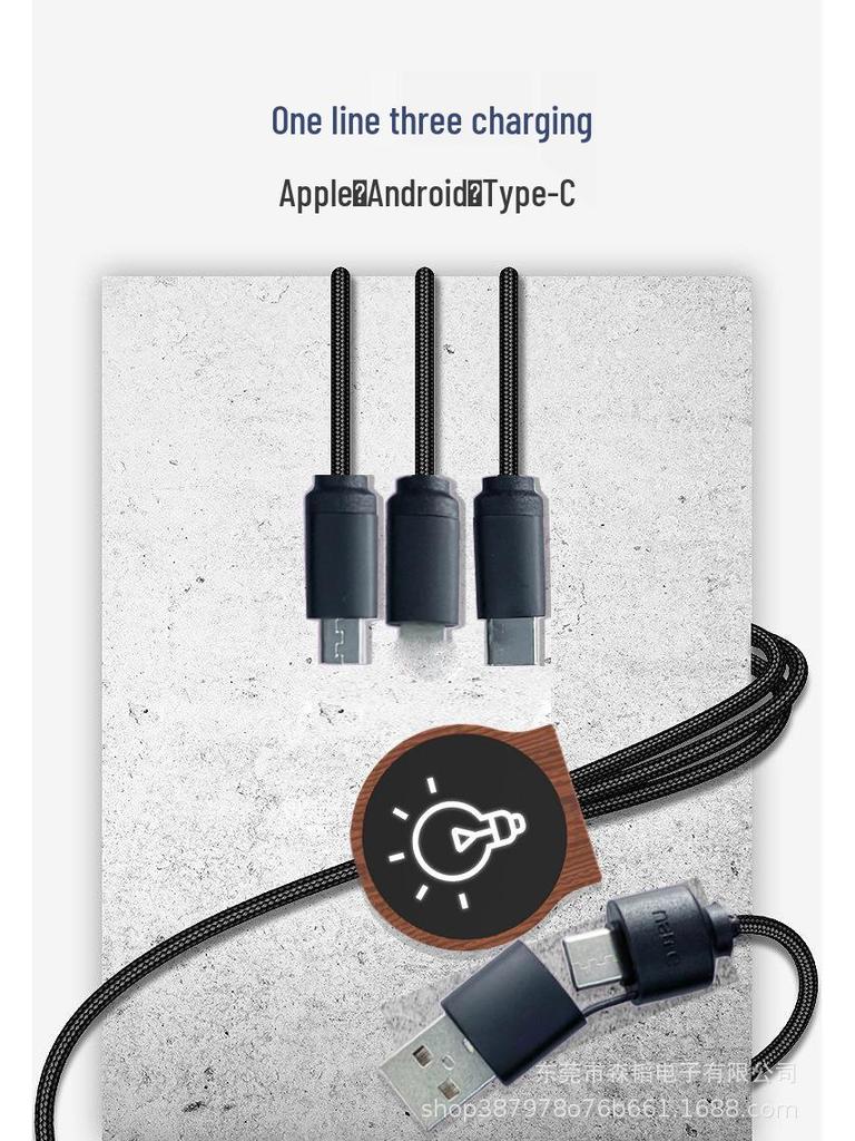 Eco-friendly Biodegradable Bamboo Fast Charging 6-in-1 Data Cable with Customizable Logo