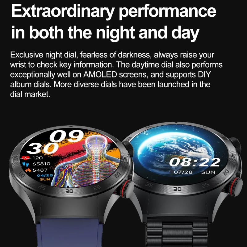 2025 Nové chytré hodinky se safírovým sklem pro neinvazivní monitorování zdraví, laserová terapie, krevní tuk, kyselina močová, EKG, chytré hodinky pro Xiaomi