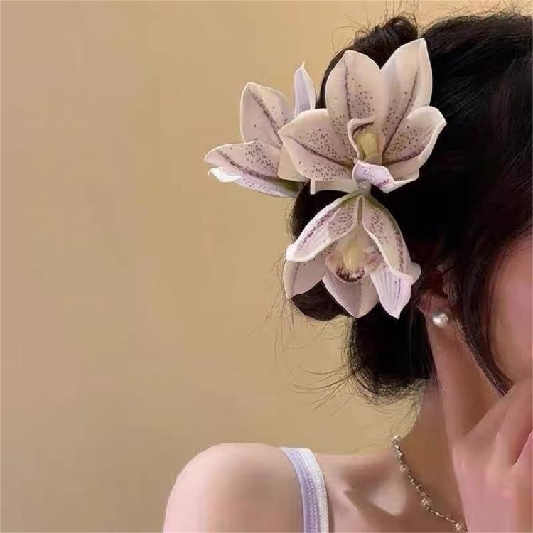 Beautiful Simulation Orchids Flower Claw Clip for Women Enhances with Life Like Flower Designs for Music Festival