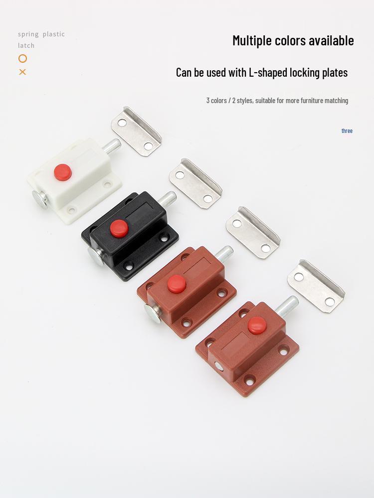 Plastic Spring Pin Door Bumper, Latch Bolt & Snap Lock Accessories for Cabinets and Windows.