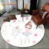 Ballet Girl Cartoon Flower Fairy Ballerina Round Carpet Rug for Living Room Bedroom Child Decor,Pet Area Rug Non-slip Floor Mat