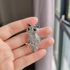 Broșă Formă Bufniță Strălucitoare Strassuri Incrustate Ac Metalic cu Ornament Ochi Negru Accesoriu Compact Portabil Jachete Genți Pălării Bijuterii Cadou