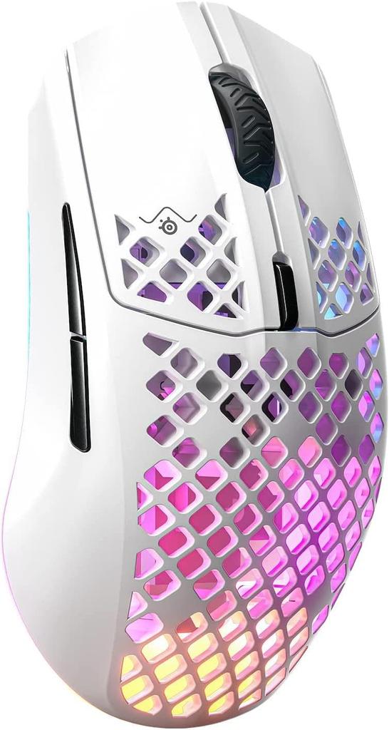 SteelSeries Gaming-Maus Kabellos Aerox 3 Snow Kabellos Ultraleicht TRUEMOVE AIR Sensor Quantum Wireless-Technologie IP54-Standard Wasserdicht Staubdicht