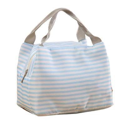Insulated Thermal Cooler Lunch Bag Pouch Picnic Storage Box Striped Pattern Lunch Bags