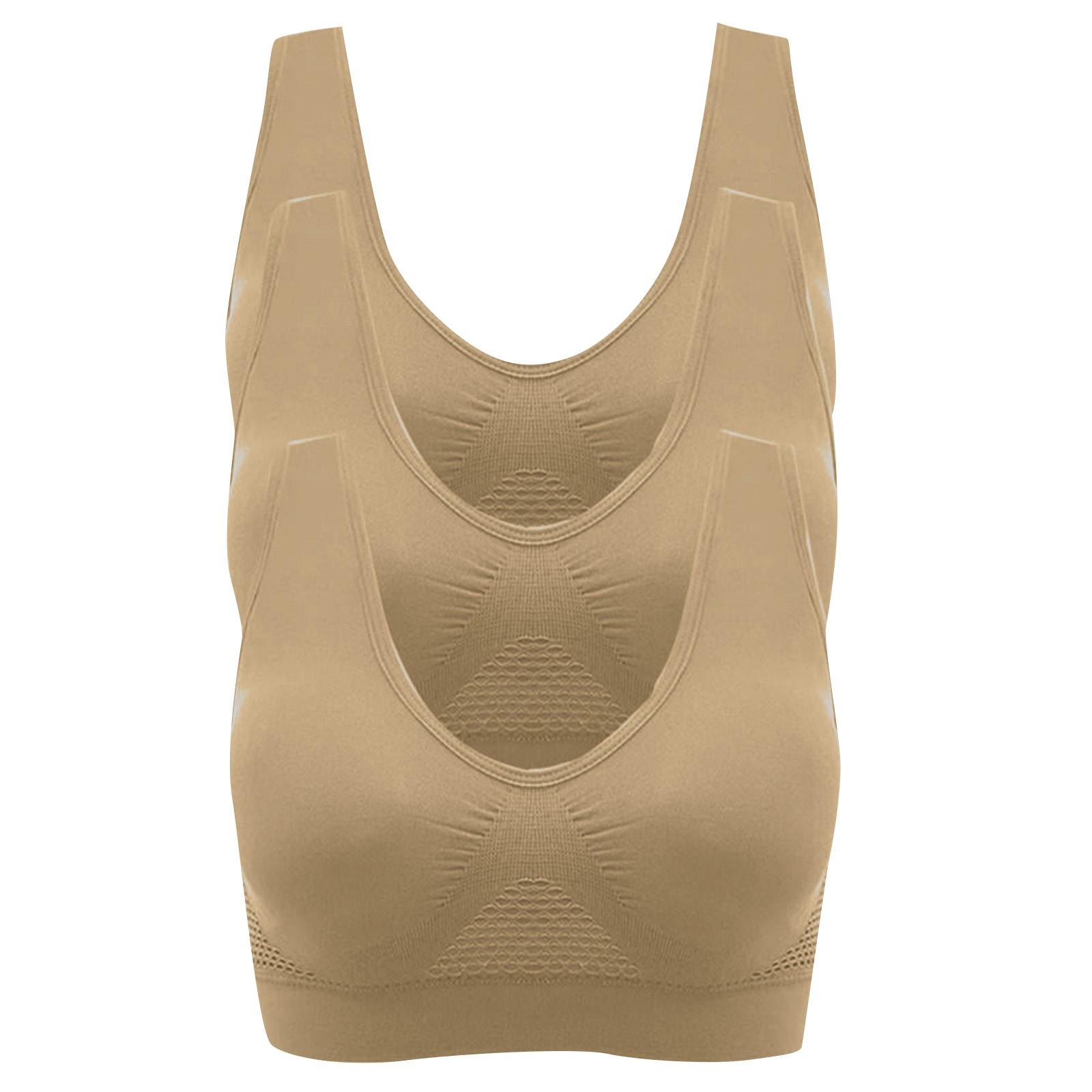 

Женский бесшовный спортивный бюстгальтер из 3 комплектов, дышащий беспроводной бюстгальтер пуш-ап с подушечками, бюстгальтеры без косточек для йоги, бега, фитнеса, большие размеры XXXXL