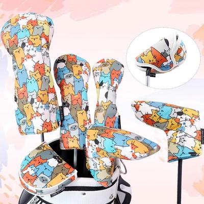Graffiti Cat Pattern Golf Club Head Cover PU Leather Golf Club Protector  Golf Supplies