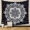 Boho Chic Wall Tapestry With Moon Phase Floral Starry Sky Design Bedroom Yoga Studio Decor