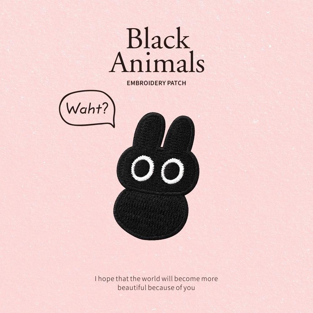 5pcs Self-adhesive Black Cat Embroidered Patch DIY Clothes Stickers Black Animal Clothing Patch Cartoon Cute Clothes Appliques