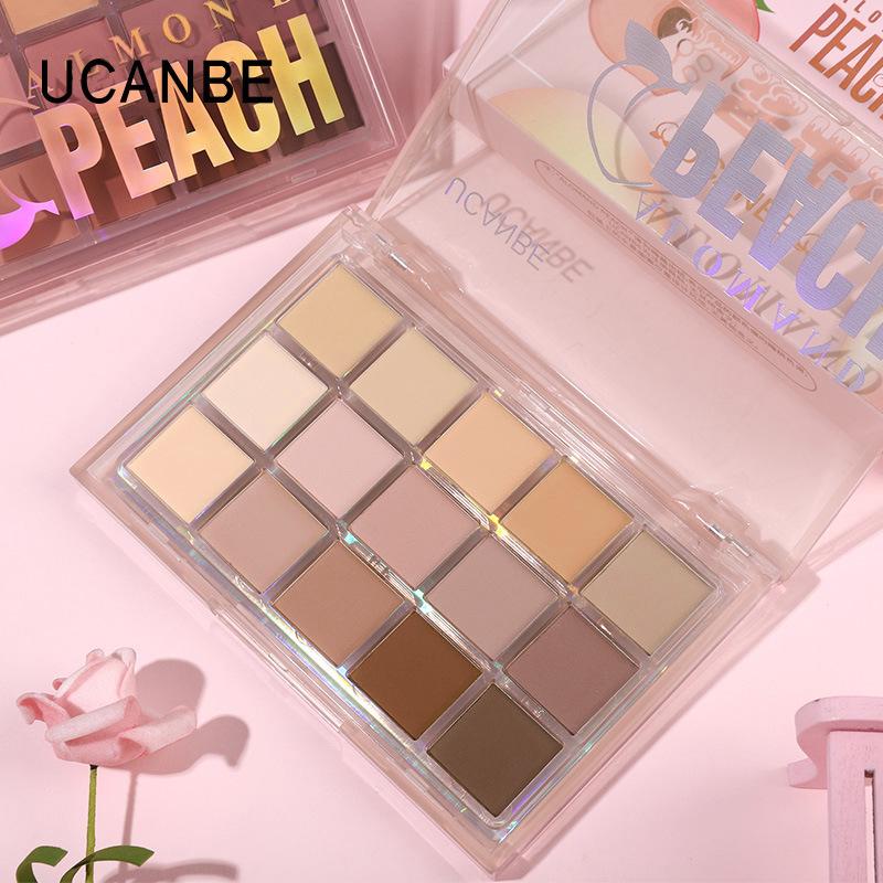 UCANBE Палетка теней для век  Персик и Слива , 15 цветов: Матовые Розовые и Розово-Земляные Оттенки 12g