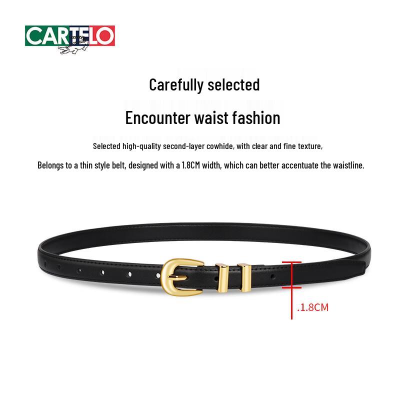 CARTELO Women's Genuine Leather Jeans Belt with Pin Buckle