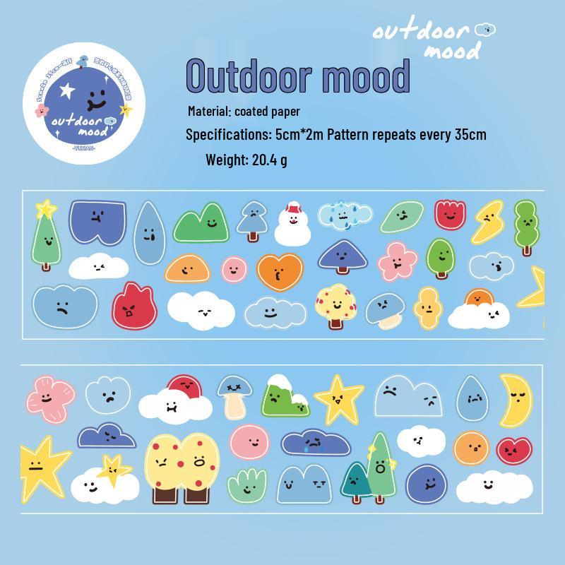 Yuxian Cute Expression Die-Cut Tape for Journals & Diaries – Decorative and Adorable Mood Patterns