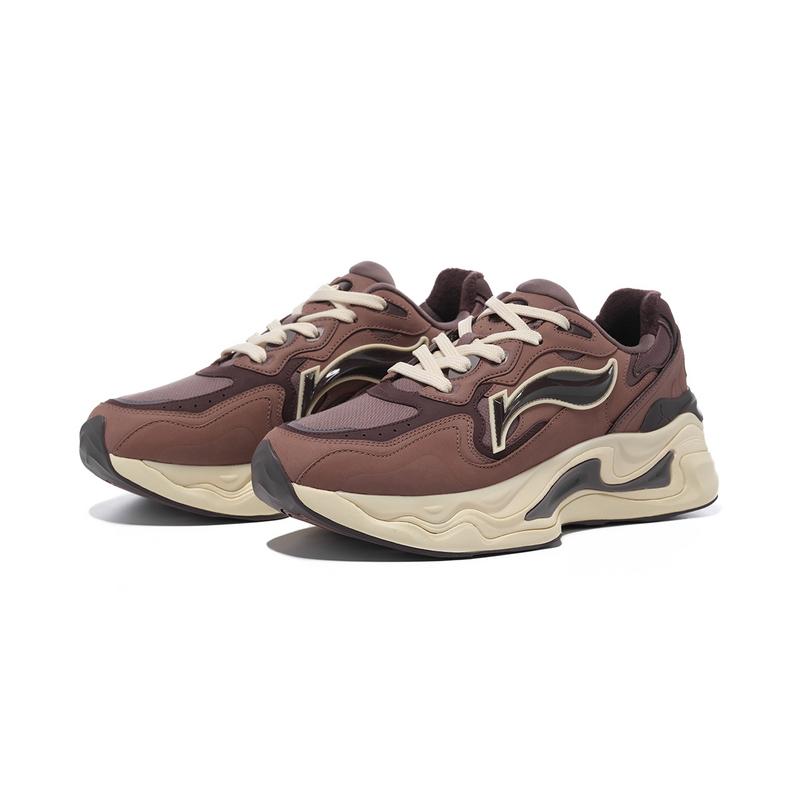 Li-Ning 1990 Lava 2 Shock Absorption Wear-Resistant Low-Top Casual Shoes Women sneaker Brown ALJT046-3