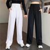 Damen High-Waist Schwarze Weitbein-Sweathose - Slim, Casual, Leicht für Frühling, Sommer und Herbst 2024.