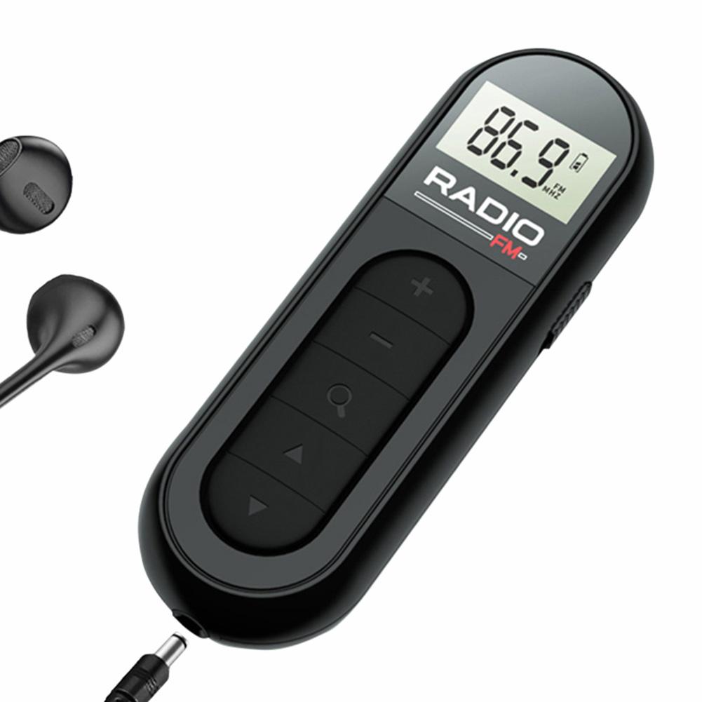 Mini Pocket FM Radio 76-108MHZ Clip Radio Rechargeable Walkman Radio 3.5mm Headphone Jack with LCD Display for Meeting Sport