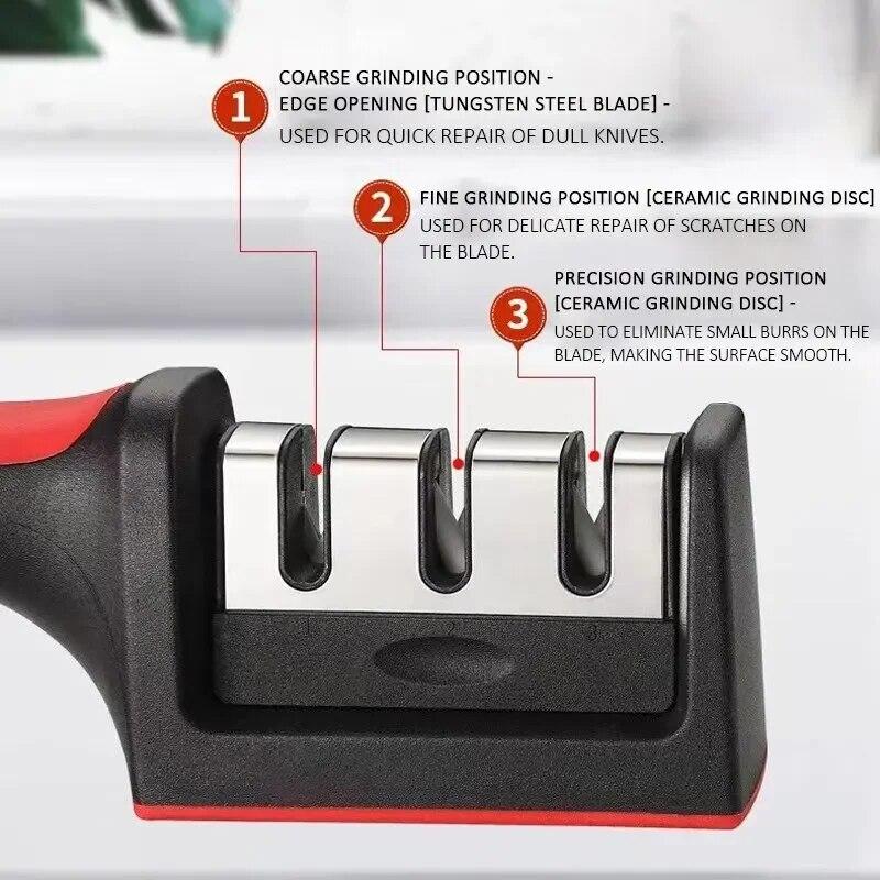 Handheld Multi-function 3/4Stages Type Quick Sharpening Tool With Non-slip Base Kitchen Knives Accessories Gadget