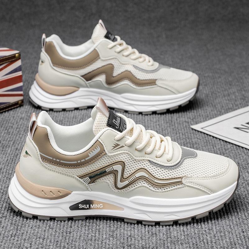 

Новые модные мужские кроссовки Four Seasons с толстой подошвой для студентов и мальчиков, трендовые кроссовки с мягкой подошвой, дышащие, повседневные кроссовки для бега 44 бежевый