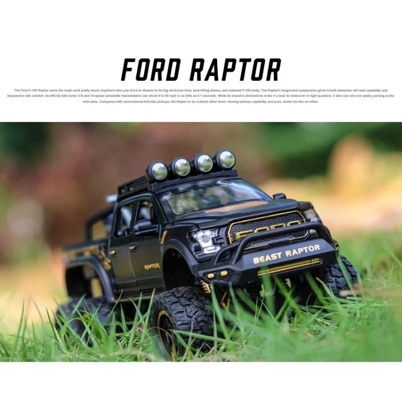 1/24 FORD Pickup Trucks for Boys F150 Raptor Diecast Metal Model Car with Sound and Light for Kids Age 3 Year and Up Blue