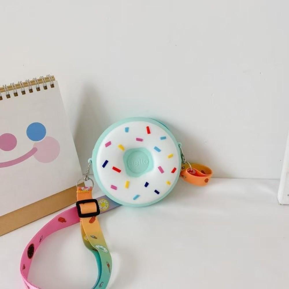 Adjustable Strap Silicone Messenger Bag Mini Size Mini Snack Bag Donut Crossbody Bag Kids Travel синий