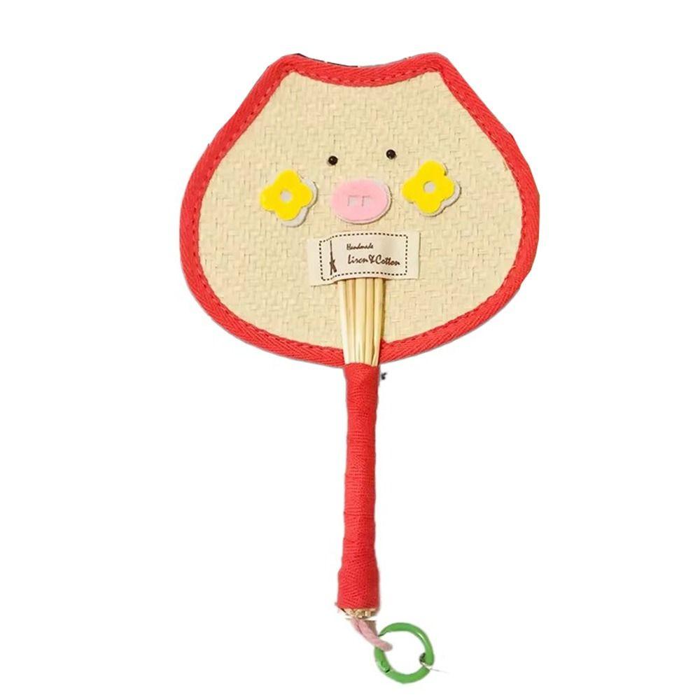 Handmade Straw Woven Fans Decorative Hand Cranked Fan Lightweight Cute Summer Fan Home Decoration