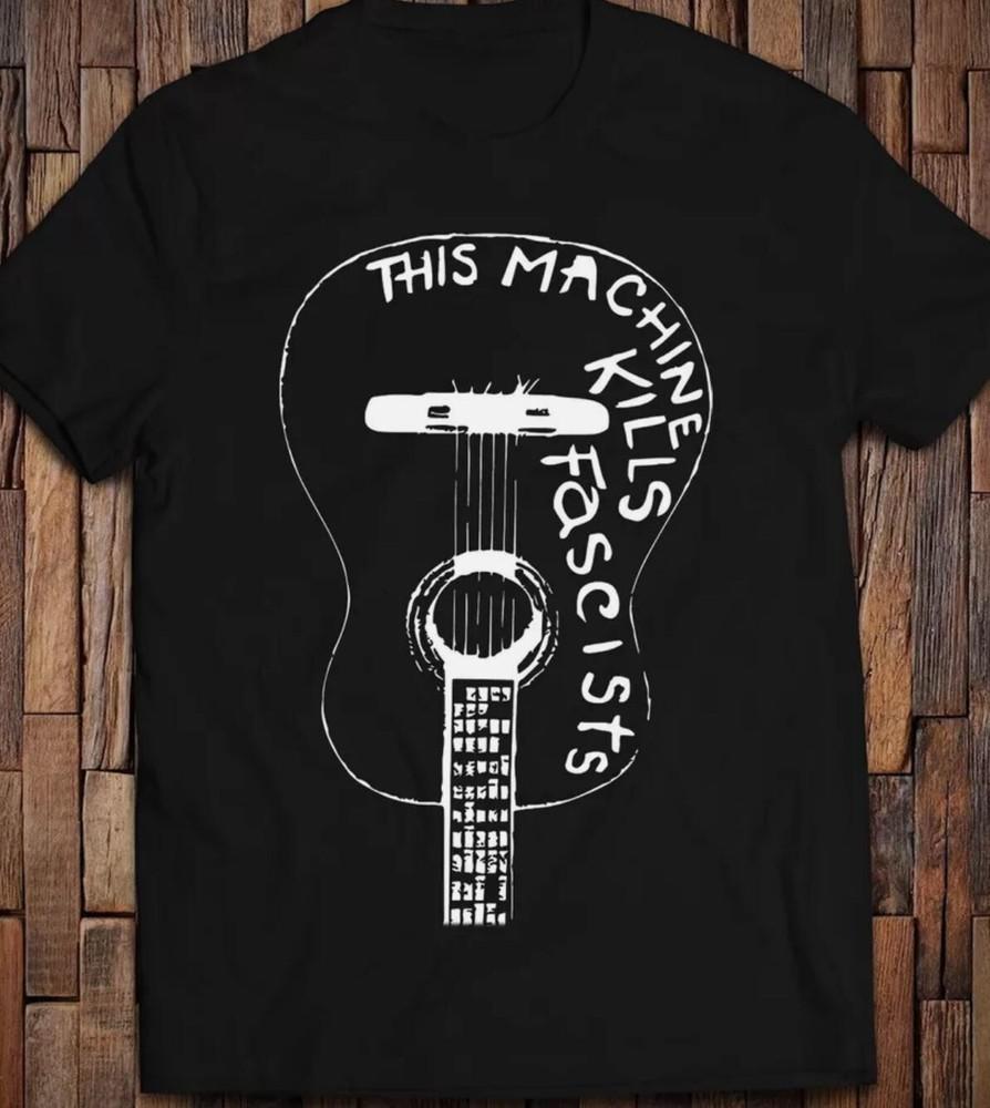 

This Machine Kills Fascists on Woody Guthrie_s Guitar T-Shirt 3XL
