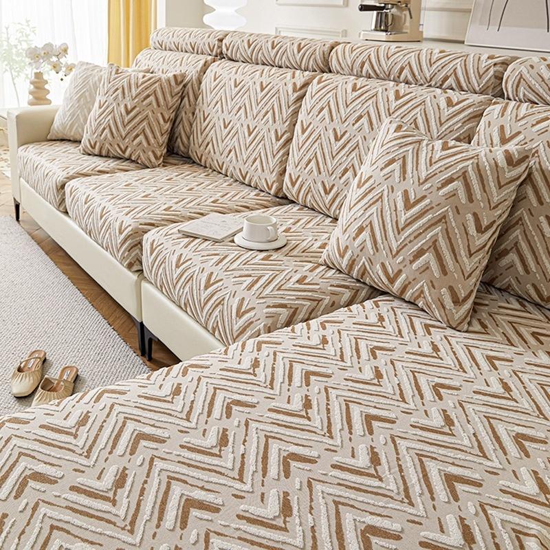 Staubdichte Gemusterte Gewebte Stoff Sofaabdeckung Anti-Tierkratzer Couch-Pad Ärmel L-Form Ecksofa Passgenaue Abdeckung Sofadeckel Schutz Backrest-S 1pc