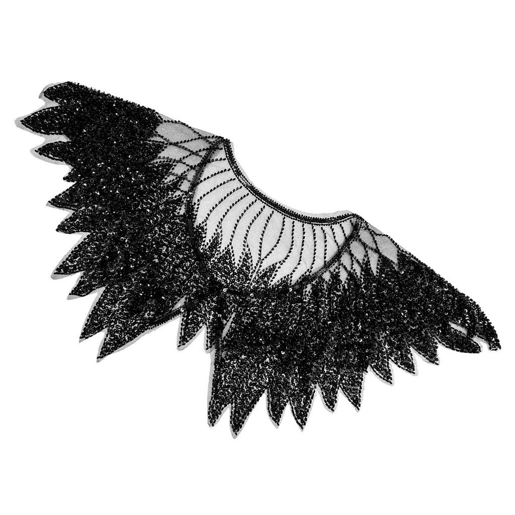 Sophisticated Black Sequins Cape Collar Elegant Party Neckwear Luxurious Bridal for Fashion Females