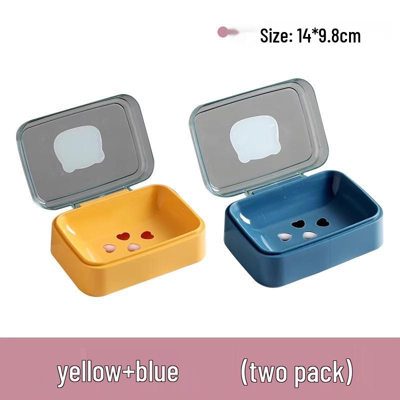 Creative Cute Plastic Soap Dish with Lid: Stylish Soap Holder and Drainer for Bathroom Storage