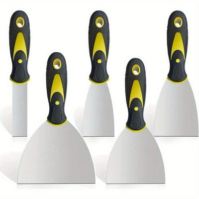5-pack Spackelspade Skrapa, Rostfritt Stål Spackelspade Skrapa, Tapetskrapa Färgskrapa Verktyg för Spackling av Gips och Lera, Tejpning