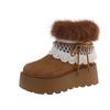 thick-soled lace lace snow boots for women's new small height-increasing velvet warm waterproof and non-slip cotton shoes