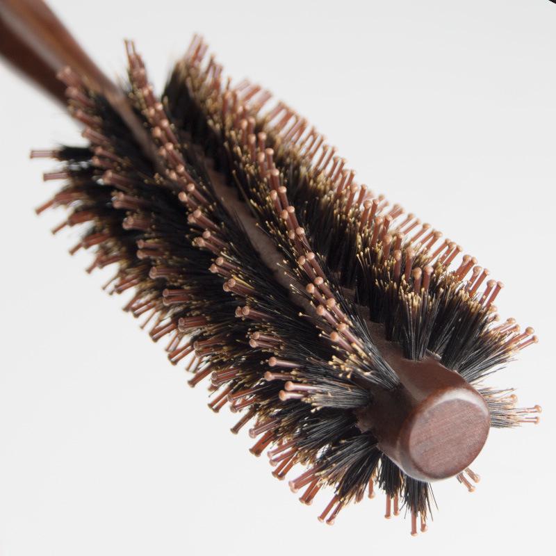 Runde Wildschweinborsten-Bürste zum Stylen von glattem, lockigem und dauergewelltem Haar