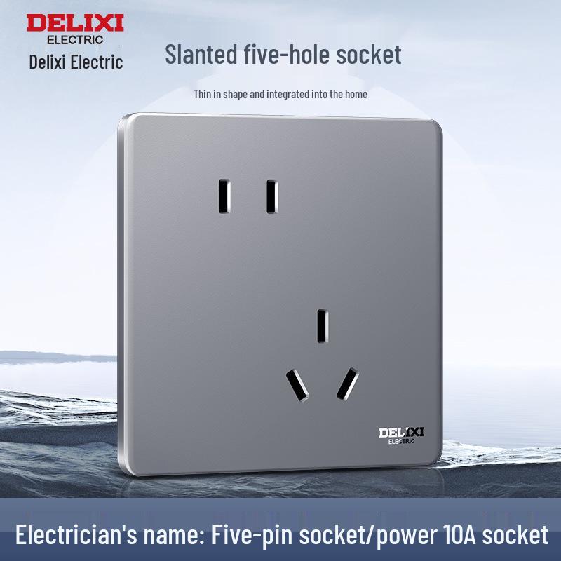 DELIXI 16A Wall Switch Socket for Air Conditioner & Computer, Household Panel, 86 Type, Starry Sky Gray.